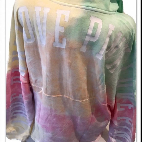 NEW VICTORIAS SECRET PINK VARSITY HALF ZIP RARE COLOR FREYA TIE DYE NWT - Picture 3 of 7